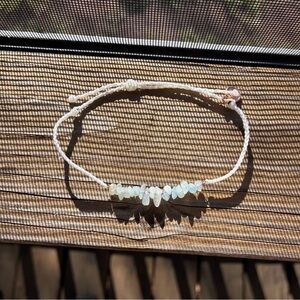 Dainty White Cord Aquamarine Chip Bracelet - Puravida